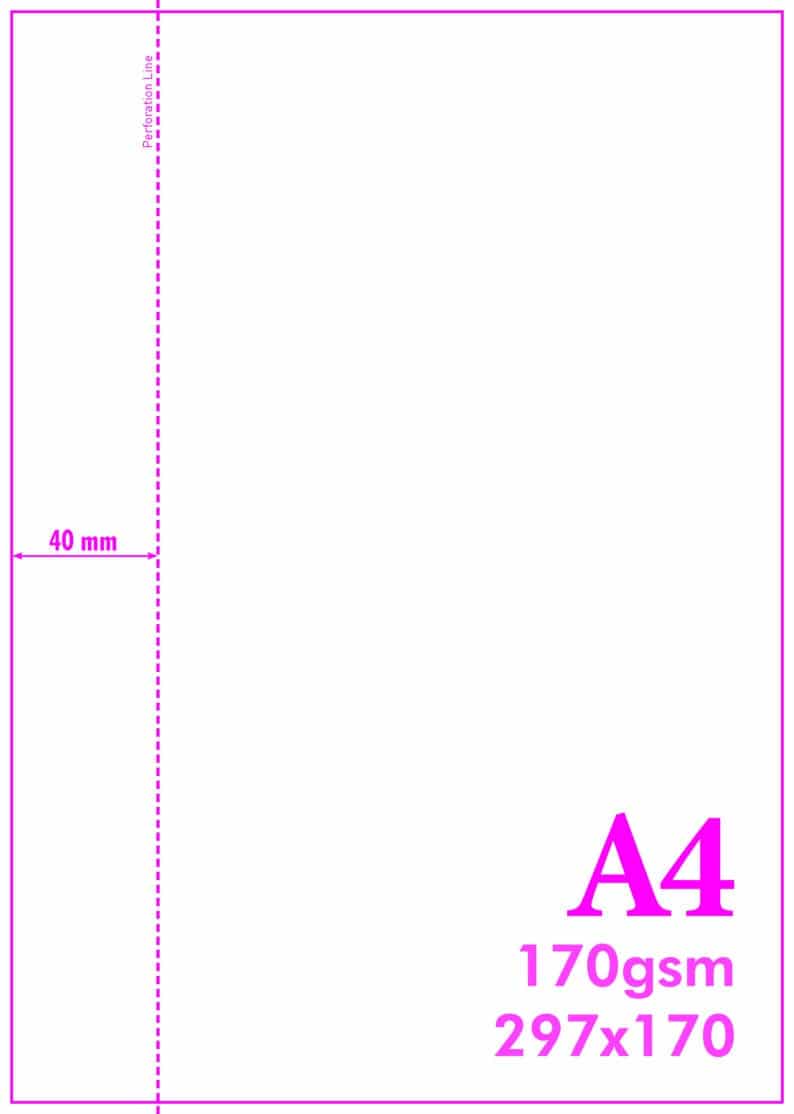 A4 PAPER WITH PERFORATIONS - VARIOUS STYLES and PAPER WEIGHTS
